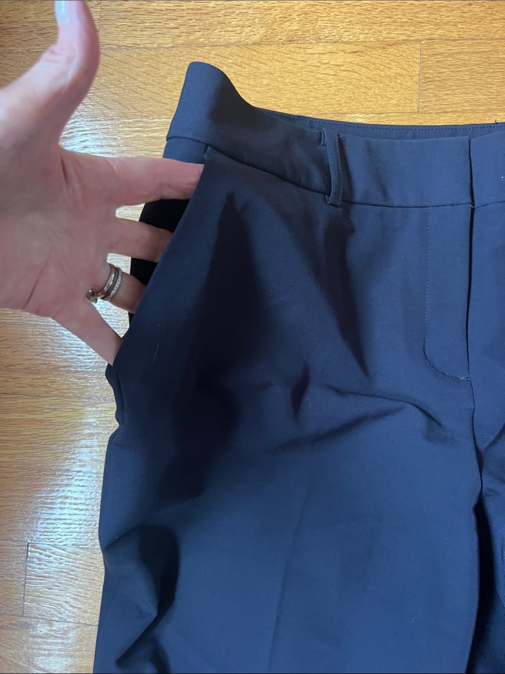 Wide Leg Women's Dress Pants in Navy - Picture 3 of 6